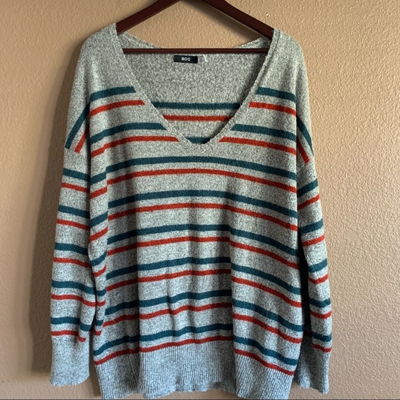Urban Outfitters BDG Striped V-Neck Oversized Sweater Size M/L - Picture 2 of 9